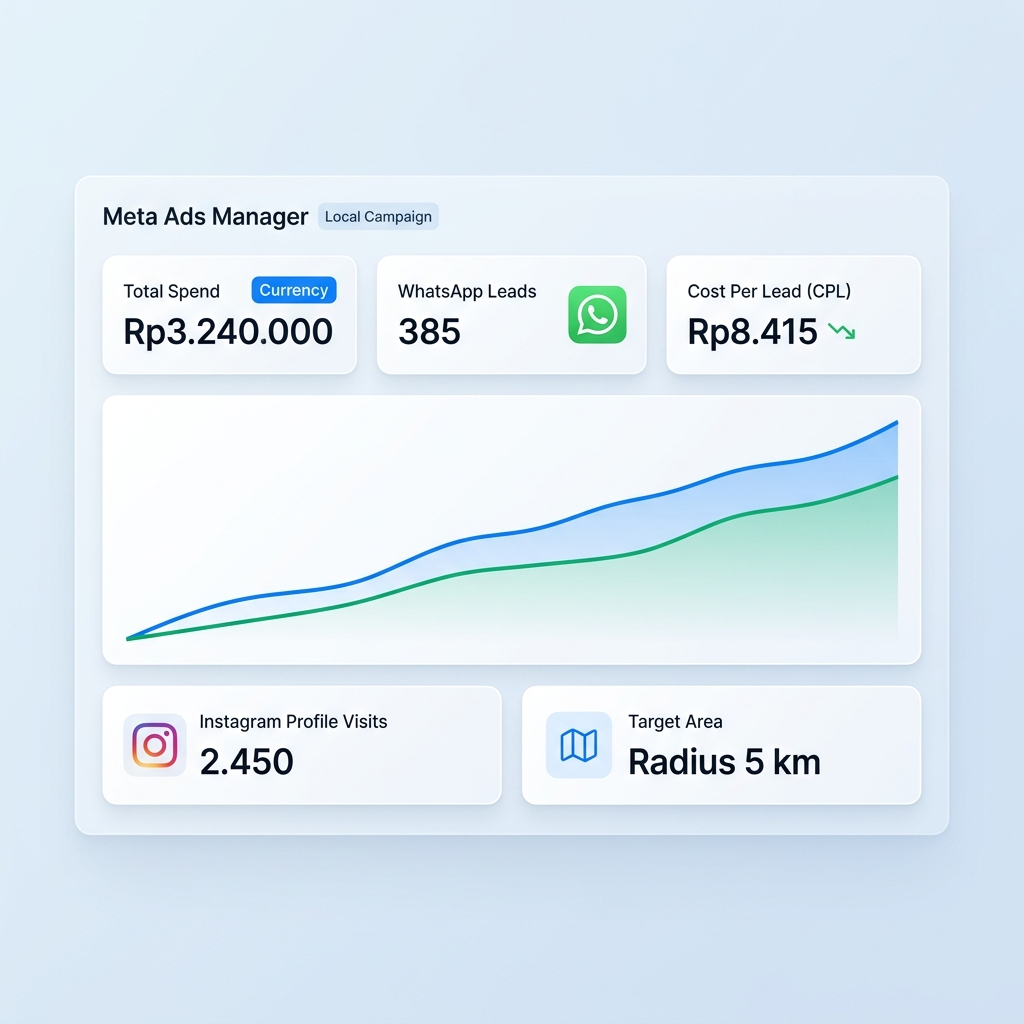 Meta Ads performance dashboard mockup